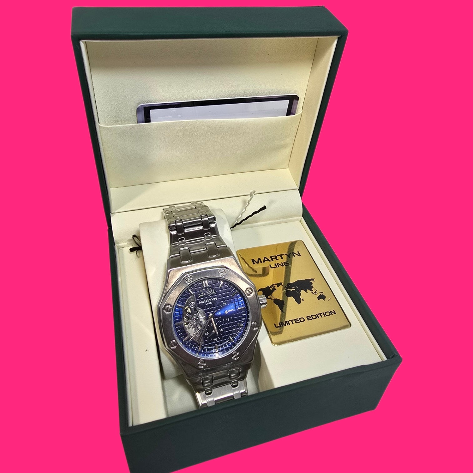 RELOJ PULSERA AUTOMATICO MARTYN LINE 3926 PLATEADO EN CAJA VERDE