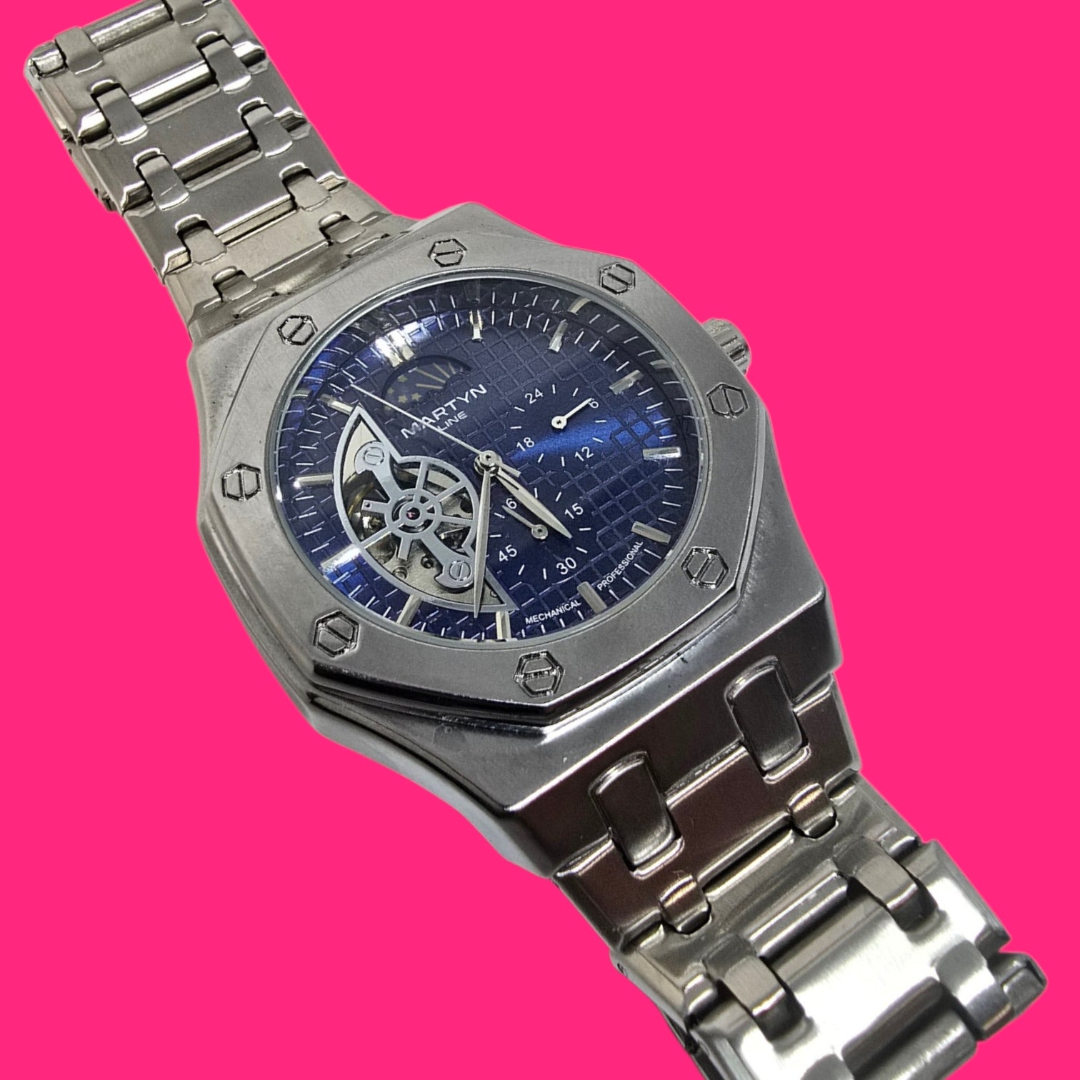 RELOJ PULSERA AUTOMATICO MARTYN LINE 3926 PLATEADO EN CAJA VERDE