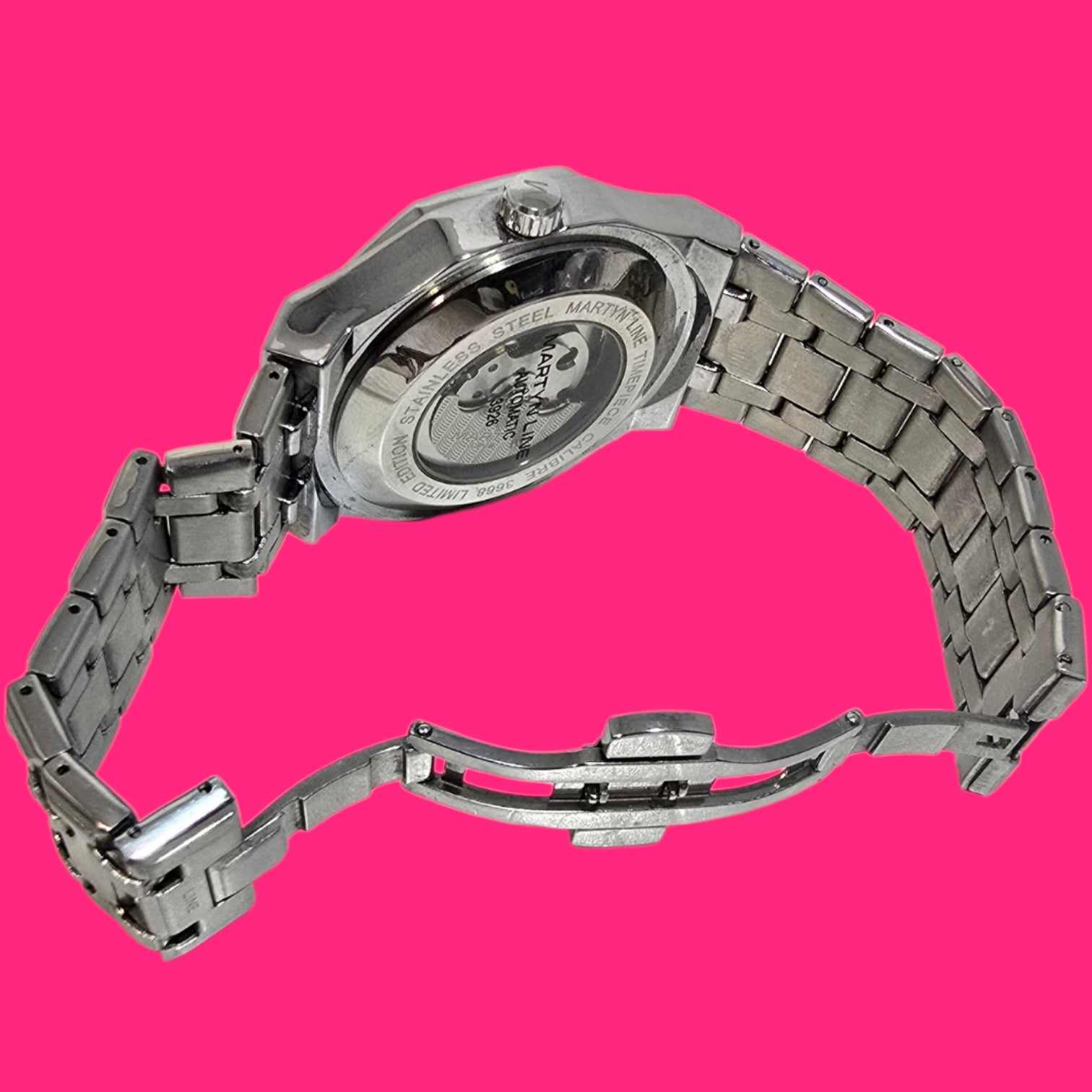 RELOJ PULSERA AUTOMATICO MARTYN LINE 3926 PLATEADO EN CAJA VERDE