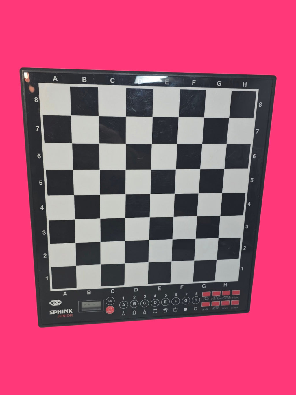 AJEDREZ ELECTRONICO SPHINX CXG 237 JUNIOR PLASTICO NEGRO Y BLANCO EN CAJA ABIERTA GRIS Y GRANATE CON FICHAS