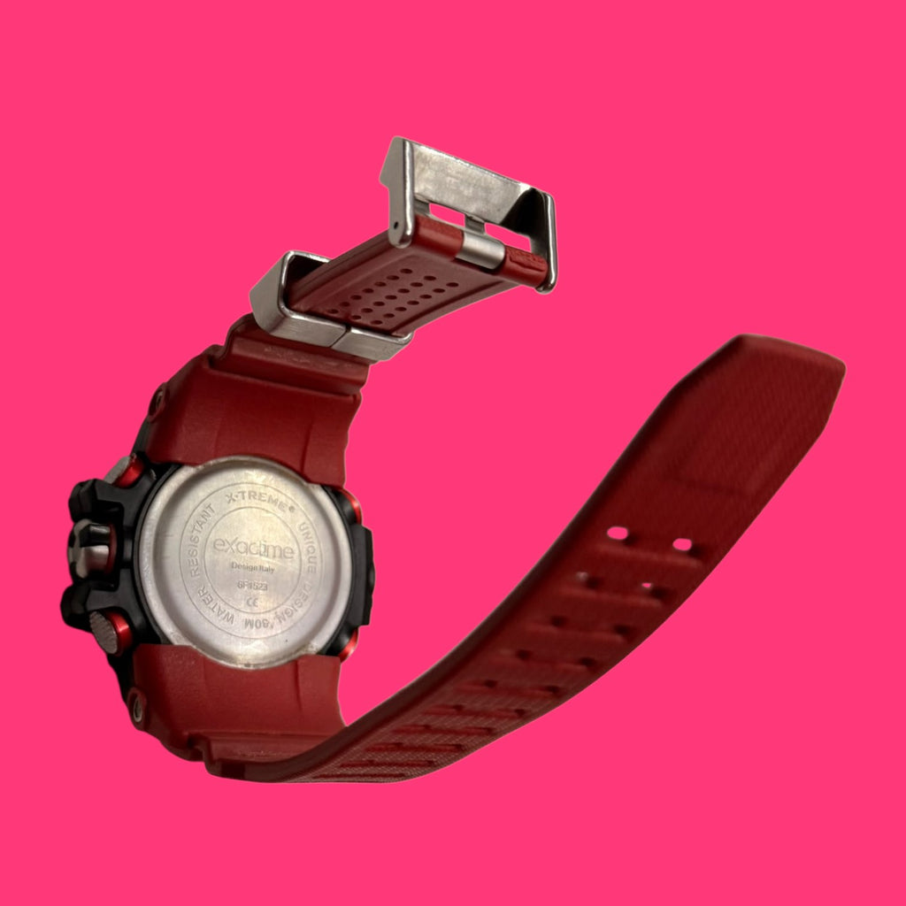 RELOJ PULSERA DUAL EXACTIME 6F1523 ESFERA NEGRA CORREA ROJA