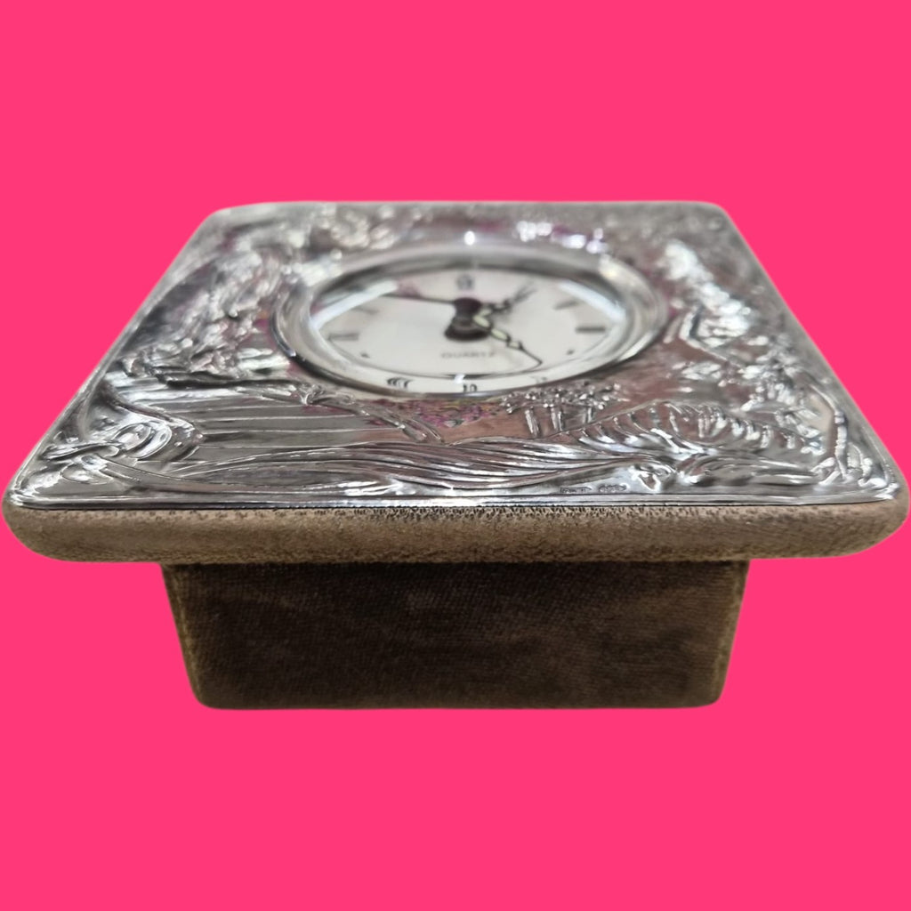 RELOJ MESILLA ESTILO ART NOUVEAU ANALOGICO CUADRADO PLATEADO