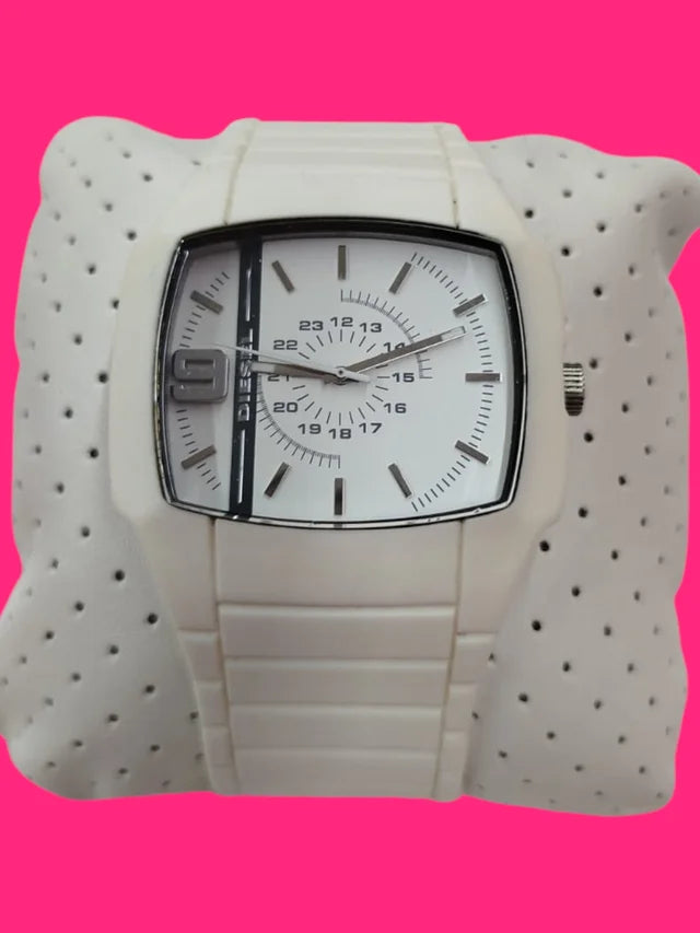 RELOJ PULSERA ANALOGICO DIESEL DZ1321 CORREA CAUCHO BLANCA
