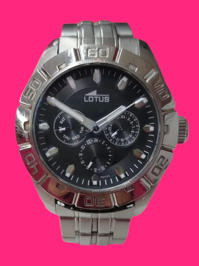 RELOJ DE PULSERA ANALOGICO LOTUS 15814 PLATEADO ESFERA NEGRA