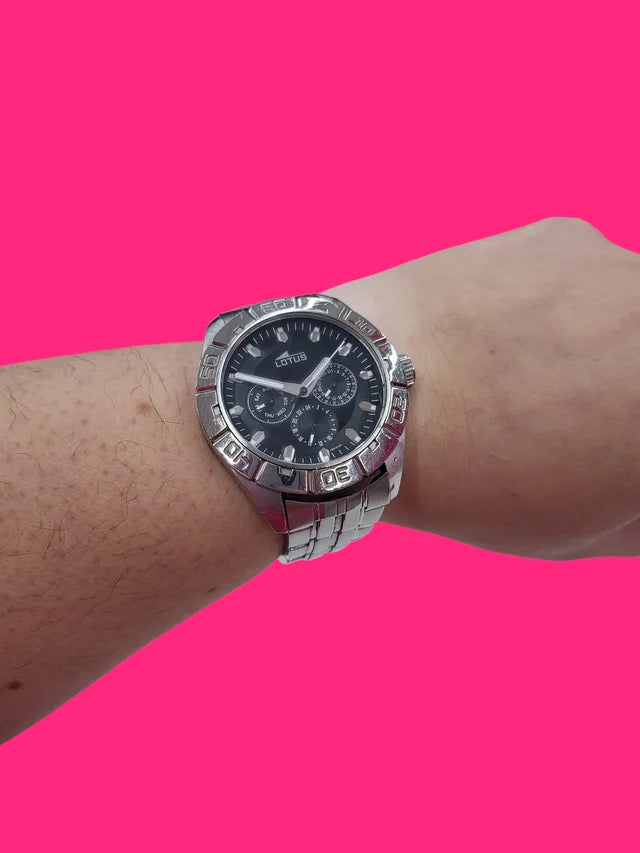 RELOJ DE PULSERA ANALOGICO LOTUS 15814 PLATEADO ESFERA NEGRA