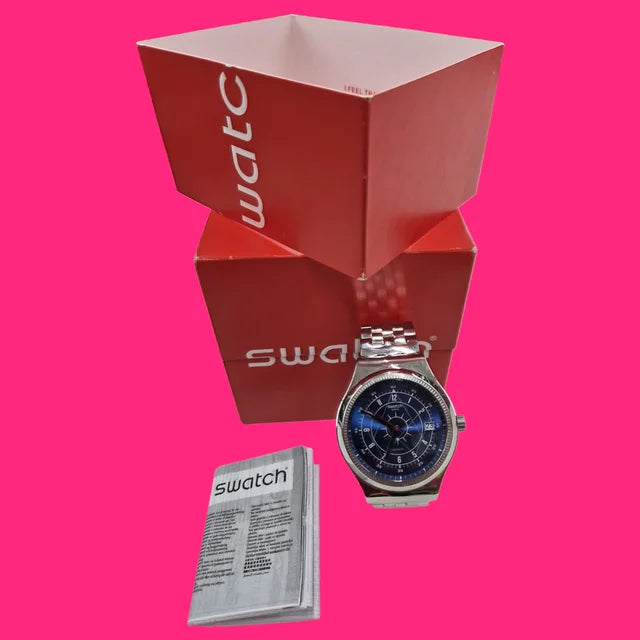 RELOJ DE PULSERA SWATCH SISTEM BOREAL AUTOMATICO CORREA ACERO ESFERA AZUL EN CAJA