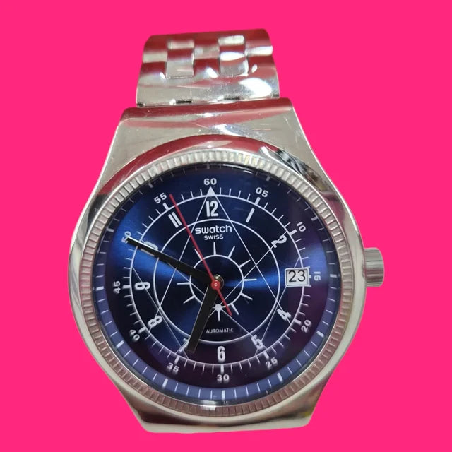 RELOJ DE PULSERA SWATCH SISTEM BOREAL AUTOMATICO CORREA ACERO ESFERA AZUL EN CAJA